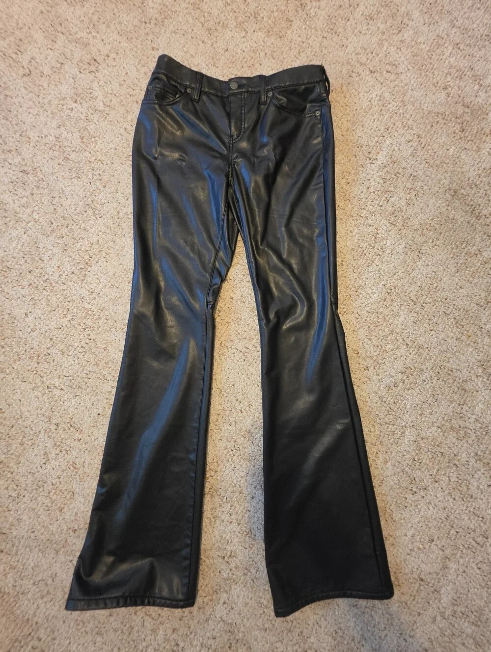 Banana Republic Black Faux Leather Boot-Cut Pants